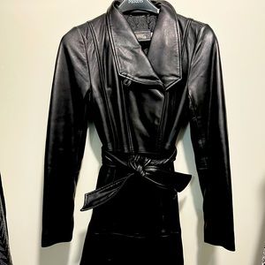 NWT Black Danier Leather Coat 2XS
